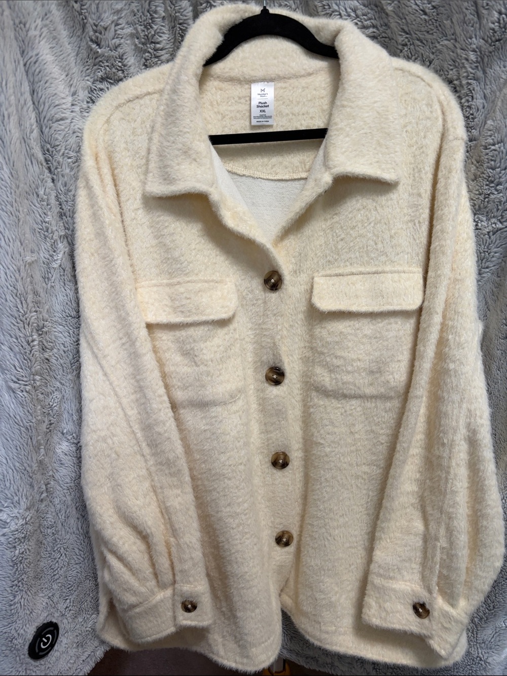 Cozy Cream Teddy Jacket with Front Pockets